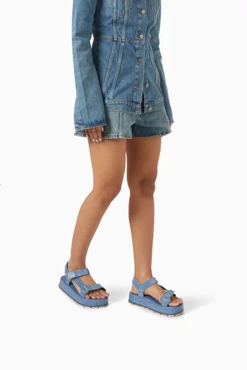 Flowing Denim Platform Sandals