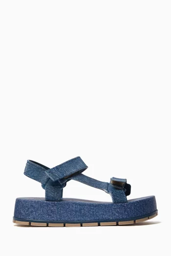 Flowing Denim Platform Sandals