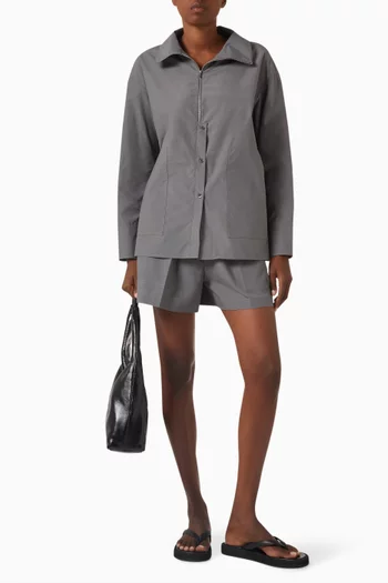 Relaxed-fit Zip-collar Shirt in Cotton