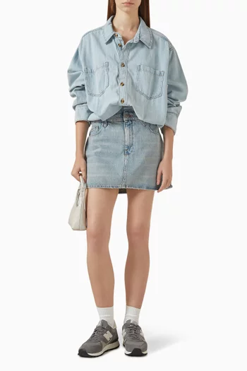 فستان قصير بنمط قميص دينم