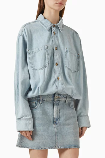 فستان قصير بنمط قميص دينم