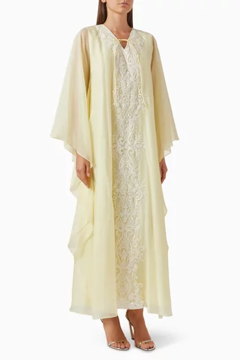 Bead-embellished Kaftan in Cotton