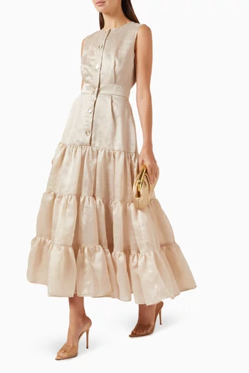 Tiered Button-up Dress