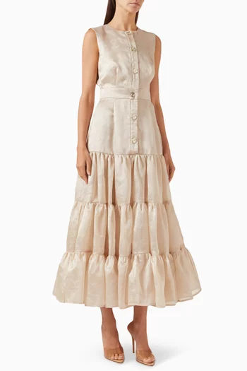 Tiered Button-up Dress