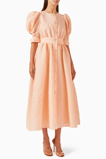 Puff-sleeve Dress in Cotton Blend
