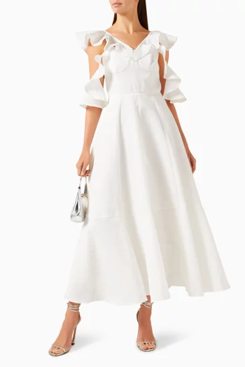 Ruffle Cold-shoulder Dress