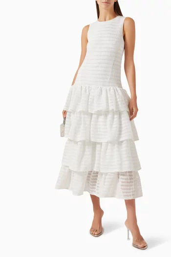Tiered Dress in Knit Lace
