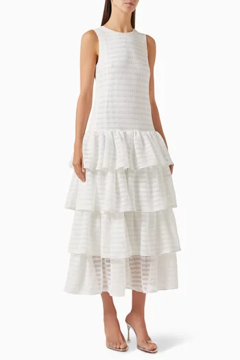 Tiered Dress in Knit Lace