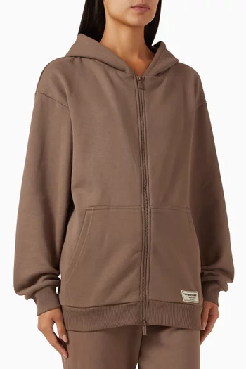 Oversized Zip Hoodie in Organic Cotton-blend
