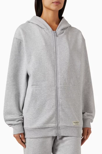 Oversized Zip Hoodie in Organic Cotton-blend