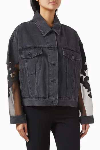 Organza-sleeves Jacket in Denim
