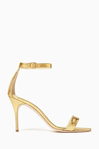 Chaos 90 Sandals in Snake-embossed Metallic Leather