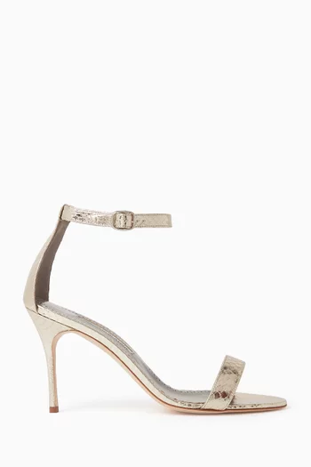 Chaos 90 Sandals in Snake-embossed Metallic Leather