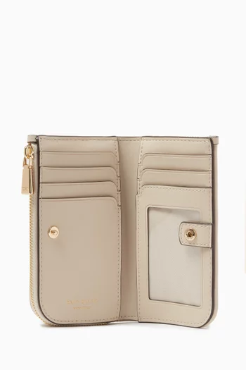 محفظة صغيرة ثنائية الطي بتصميم رفيع ونقشة زهور بالشكل البستوني قنب