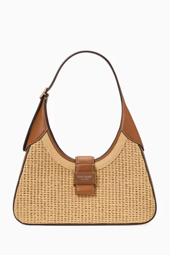 حقيبة كتف نوفو صغيرة قش وجلد