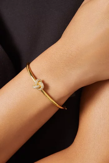 Double Knot Pavé Bangle in Gold-tone Brass