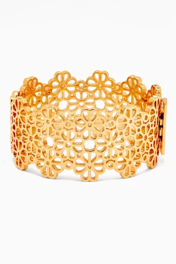Floral Bangle in Gold-tone Brass