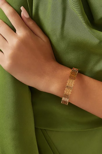 Thin Floral Bangle in Gold-tone Brass