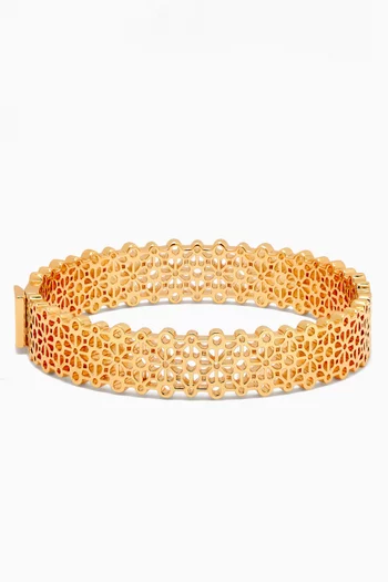 Thin Floral Bangle in Gold-tone Brass