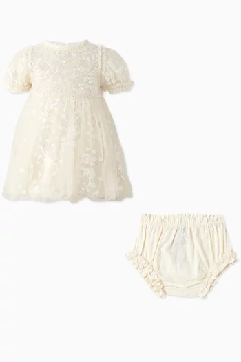 Confetti Sequin-embellished Dress & Bloomers Set