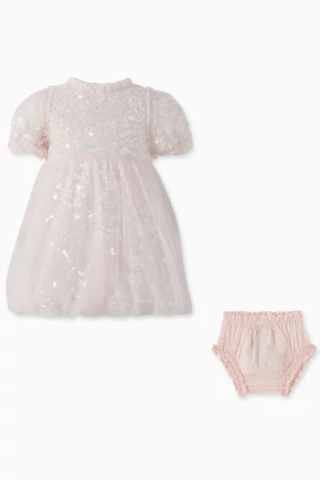Confetti Sequin-embellished Dress & Bloomers Set