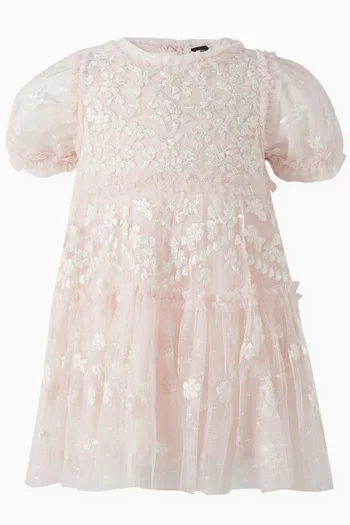 Garland Ribbon Embroidered Dress & Bloomers Set