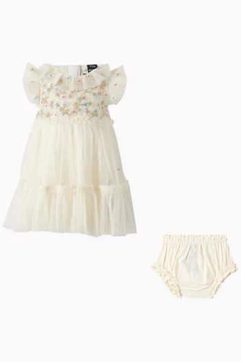 Antoinettes Floral Bodice Dress & Bloomers Set