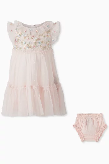 Antoinettes Floral Bodice Dress & Bloomers Set