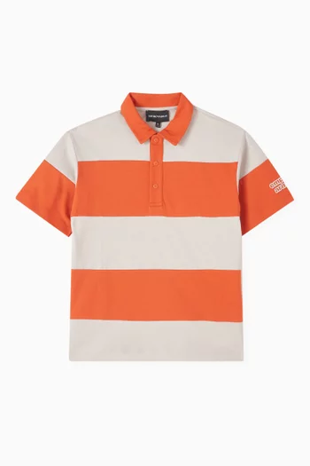 Stripe Logo Polo Shirt in Cotton