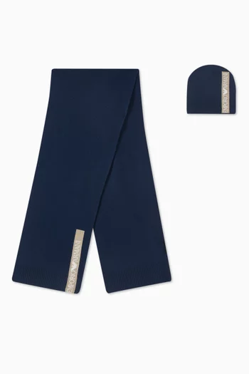 Contrast Logo Beanie & Scarf Set
