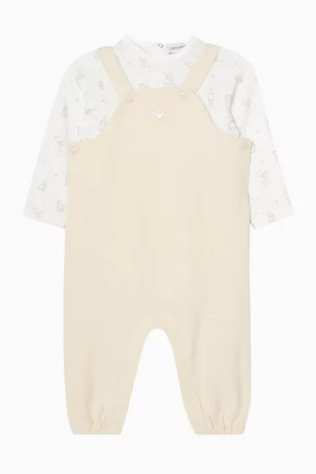 طقم لباس قطعة واحدة ودنغري قطن