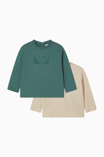 طقم تي شيرت بشعار الماركة، 2 قطع