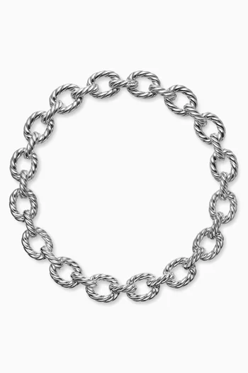 قلادة سلسلة بحلقات بيضاوية منحوتة فضة إسترلينية