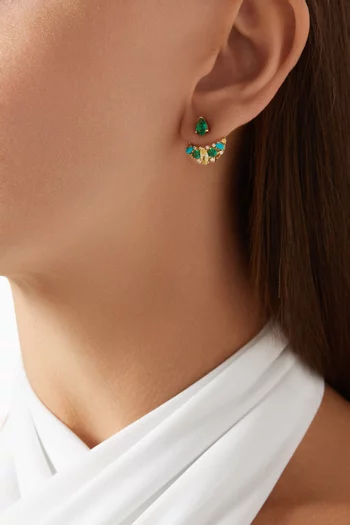 Emerald Twinkle Ear-Jackets in 18kt Yellow Gold Vermeil