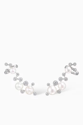 Constellation Pearl Ear Cuffs in 18kt White Gold Vermeil