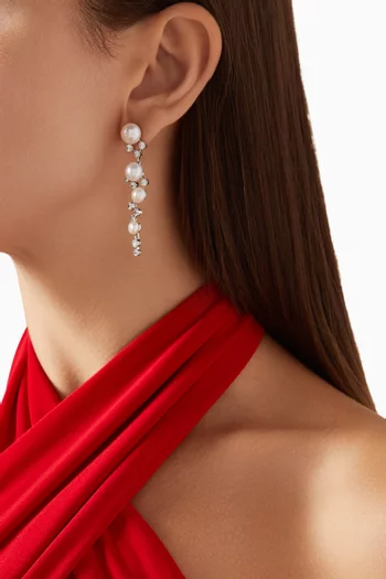Constellation Pearl Earrings in 18kt White Gold Vermeil