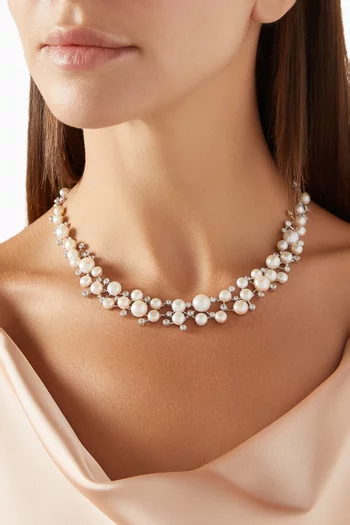 Constellation Pearl Necklace in 18kt White Gold Vermeil