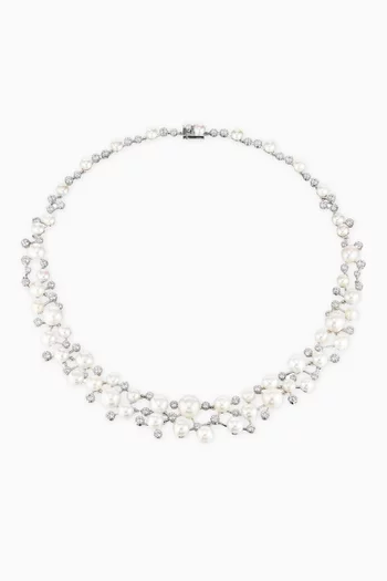 Constellation Pearl Necklace in 18kt White Gold Vermeil