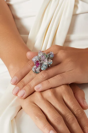 Garden Blossom Ring in 18kt White Gold Vermeil