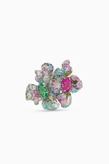 Garden Blossom Ring in 18kt White Gold Vermeil