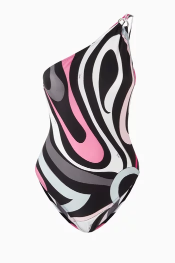 Marmo-print One-piece Swimsuit in Lycra
