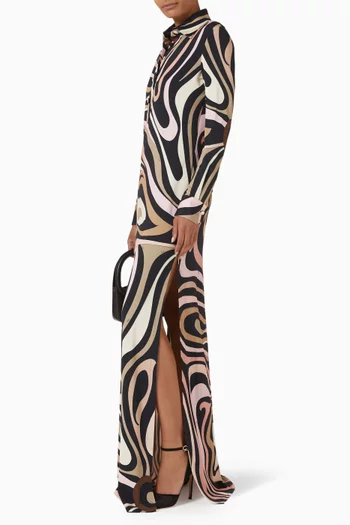 Marmo-print Maxi Dress in Jersey