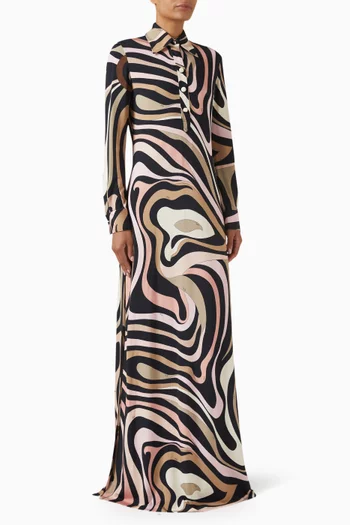 Marmo-print Maxi Dress in Jersey