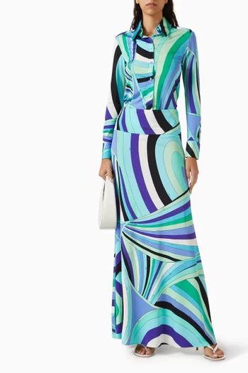 Iride-print Shirt in Satin Jersey