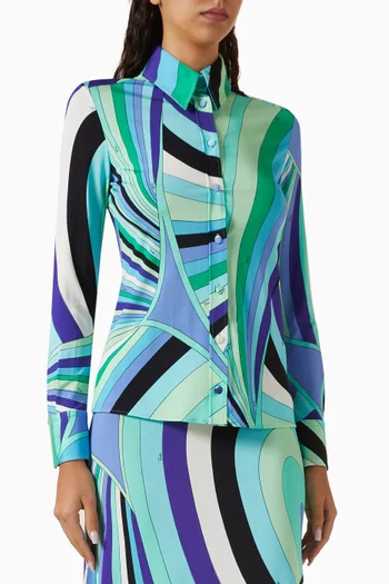 Iride-print Shirt in Satin Jersey