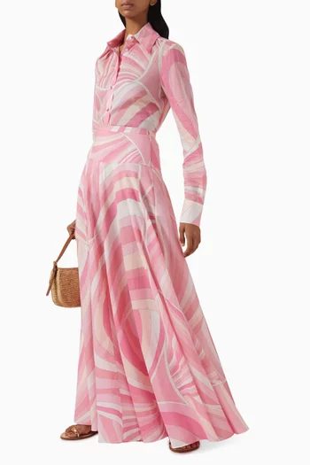 Iride-print Maxi Skirt in Cotton-muslin