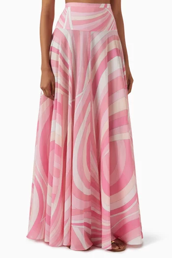Iride-print Maxi Skirt in Cotton-muslin