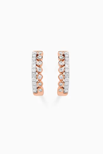 Two-row Diamond Earrings in 18kt Rose Gold