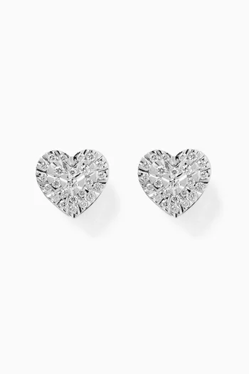 Heart Diamond Stud Earrings in 18kt White Gold