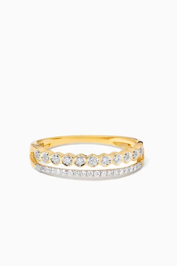 Hexagon Diamond Ring in 18kt Gold